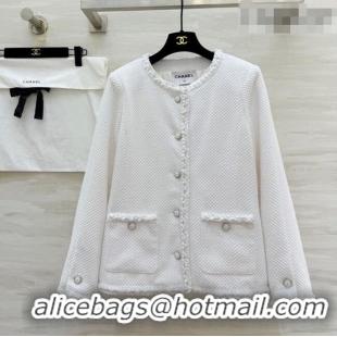 Luxury Discount Chanel Tweed Jacket CH020652 White 2026