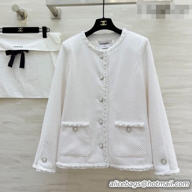 Luxury Discount Chanel Tweed Jacket CH020652 White 2026