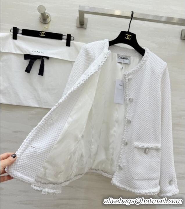 Luxury Discount Chanel Tweed Jacket CH020652 White 2026