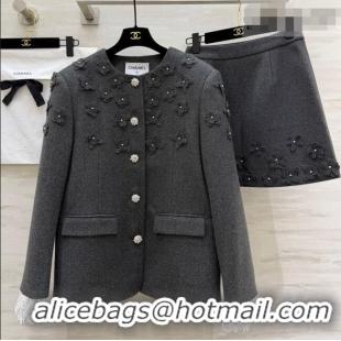 Grade Quality Chanel Jacket and Skirt Set CH020656 Grey 2026