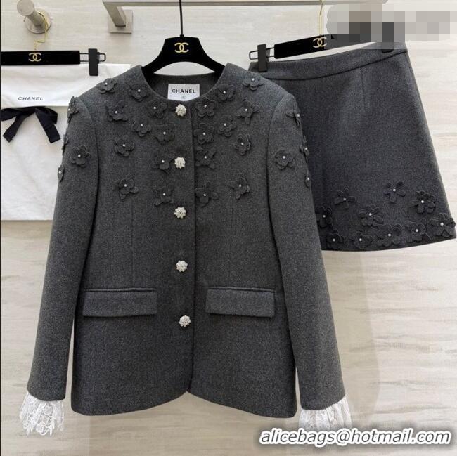 Grade Quality Chanel Jacket and Skirt Set CH020656 Grey 2026