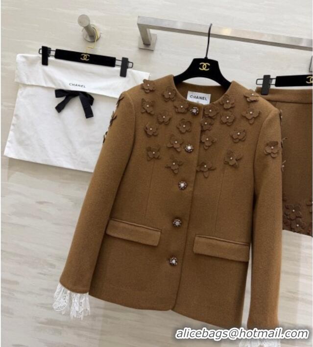 Buy Discount Chanel Jacket and Skirt Set CH020656 Brown 2026