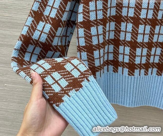 Promotional Dior Plaid Wool Sweater with Bow DR020656 Blue/Brown 2026