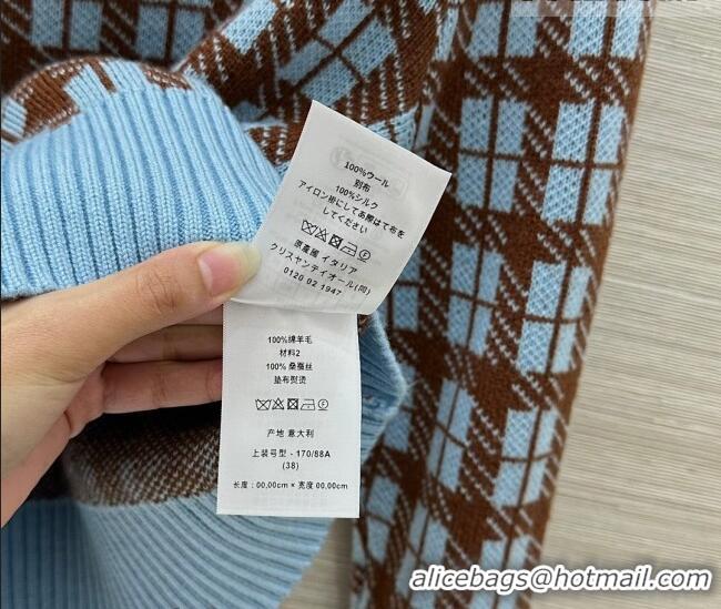 Promotional Dior Plaid Wool Sweater with Bow DR020656 Blue/Brown 2026