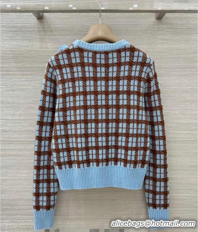 Promotional Dior Plaid Wool Sweater with Bow DR020656 Blue/Brown 2026