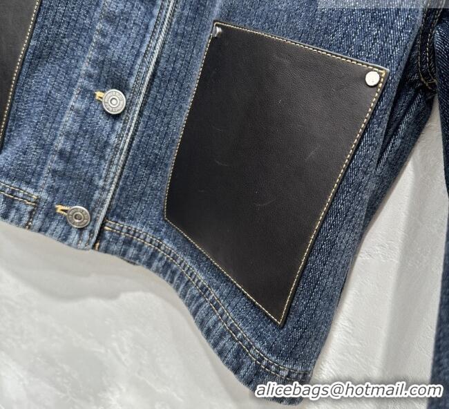 New Fashion Prada Denim and Lambskin Leather Jacket PR020681 Blue 2026