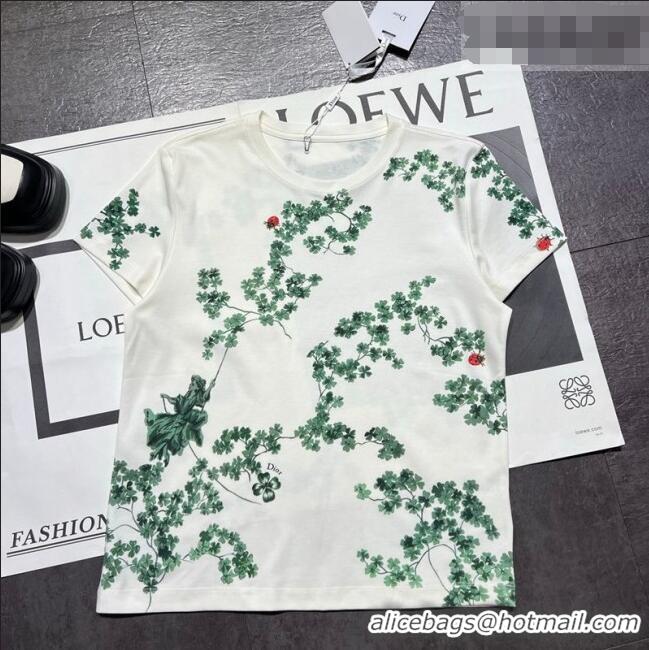 Dior Printed Cotton T-Shirt 0206 White/Green 2026