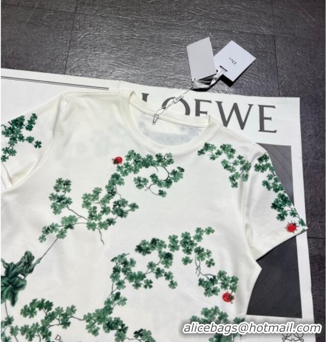 Dior Printed Cotton T-Shirt 0206 White/Green 2026