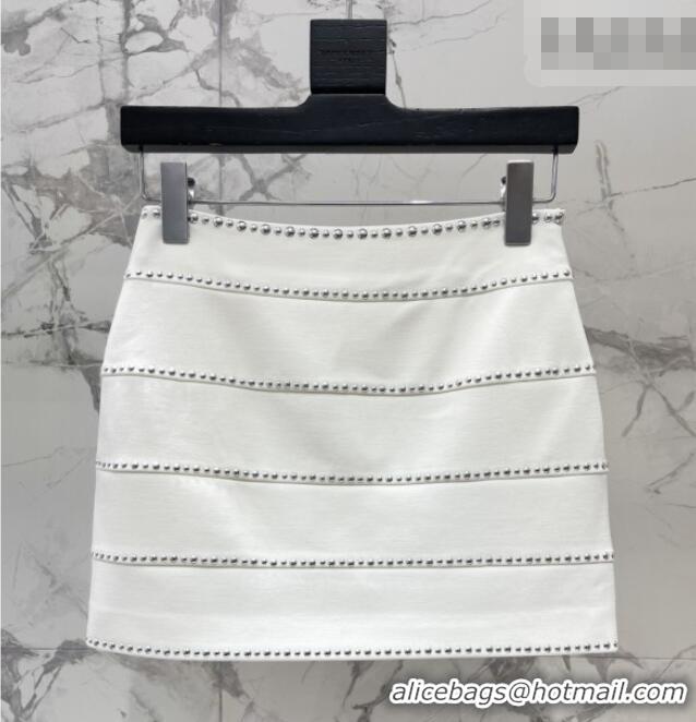 Modern Classic Versace Studs Mini Skirt 0206 White 2026