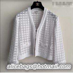 Buy Discount Chanel Crochet Cardigan CH021213 White 2026