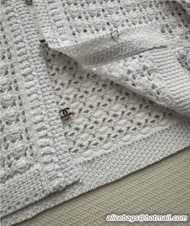 Buy Discount Chanel Crochet Cardigan CH021213 White 2026