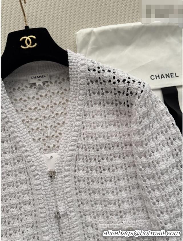 Buy Discount Chanel Crochet Cardigan CH021213 White 2026