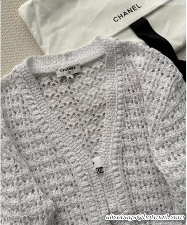 Buy Discount Chanel Crochet Cardigan CH021213 White 2026