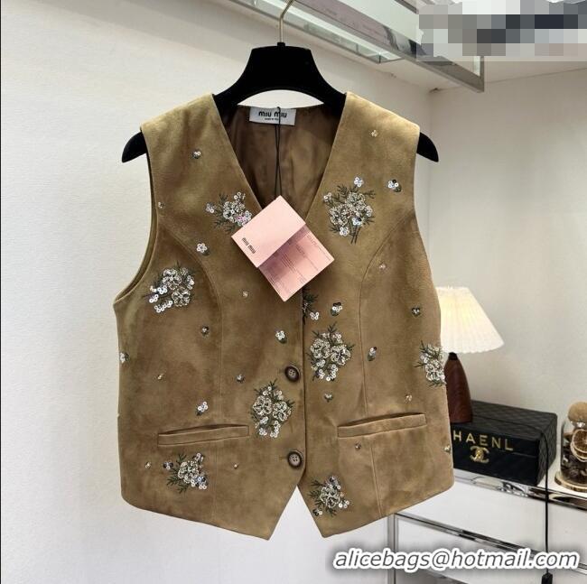 ​Luxury Discount Miu Miu Suede Vest V030307 Brown 2026