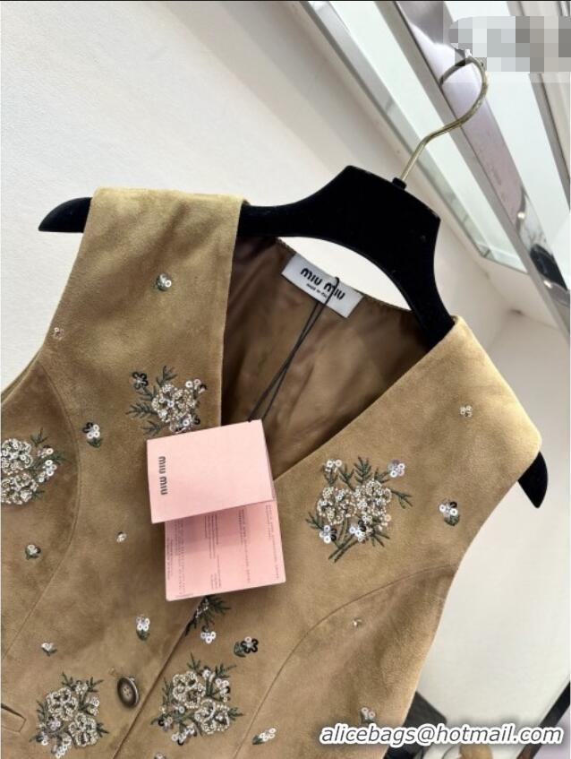 ​Luxury Discount Miu Miu Suede Vest V030307 Brown 2026