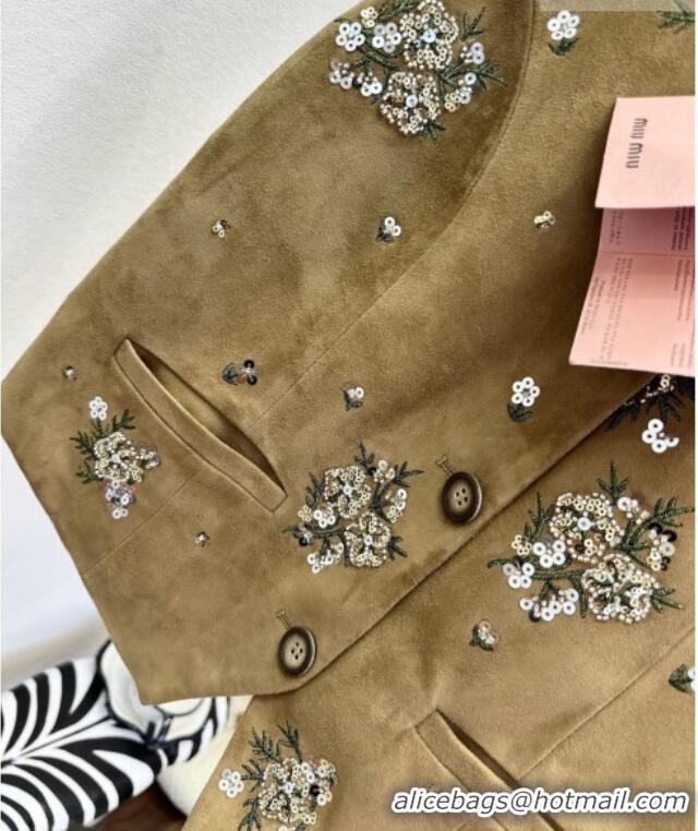 ​Luxury Discount Miu Miu Suede Vest V030307 Brown 2026