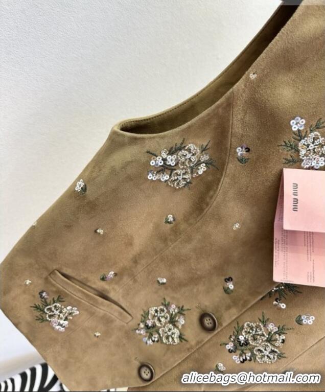 ​Luxury Discount Miu Miu Suede Vest V030307 Brown 2026