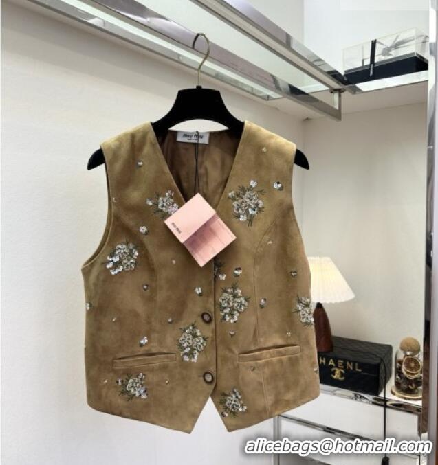 ​Luxury Discount Miu Miu Suede Vest V030307 Brown 2026
