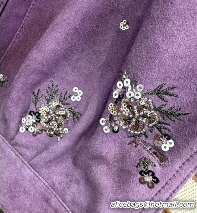 ​New Release Creation Miu Miu Suede Jacket V030310 Purple 2026