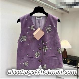 ​Buy Cheapest Miu Miu Suede Vest V030311 Purple 2026