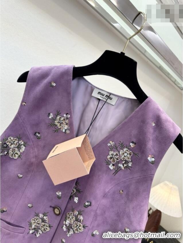 ​Buy Cheapest Miu Miu Suede Vest V030311 Purple 2026