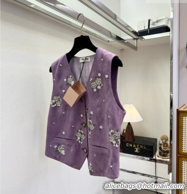 ​Buy Cheapest Miu Miu Suede Vest V030311 Purple 2026