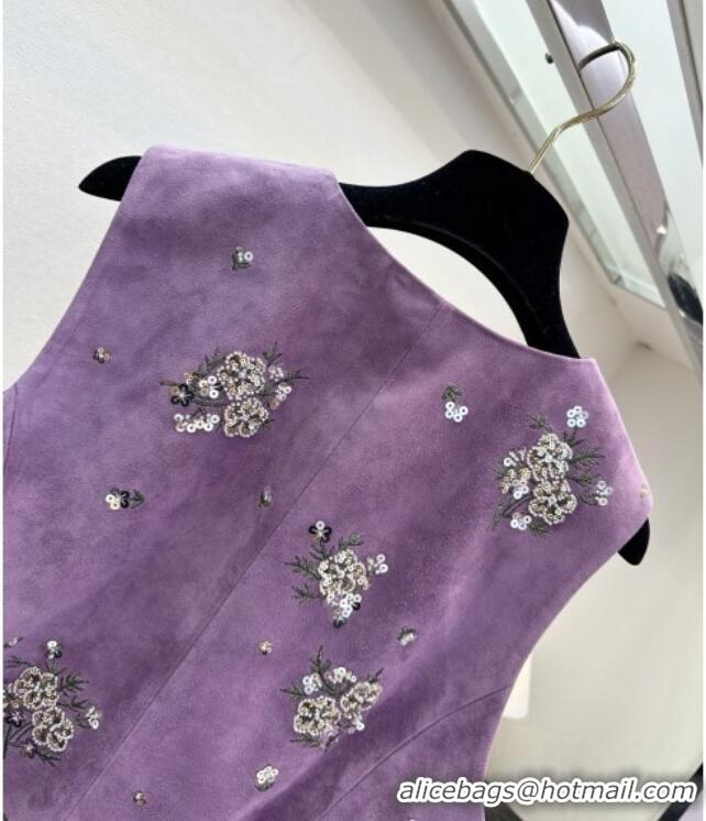 ​Buy Cheapest Miu Miu Suede Vest V030311 Purple 2026