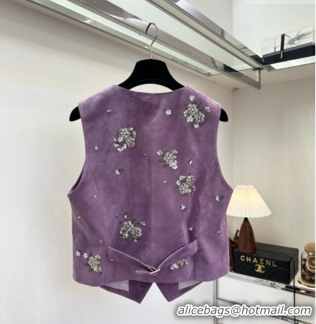​Buy Cheapest Miu Miu Suede Vest V030311 Purple 2026