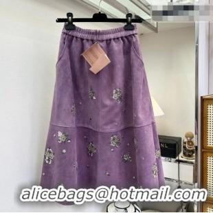 ​Grade Quality Miu Miu Suede Skirt V030312 Purple 2026