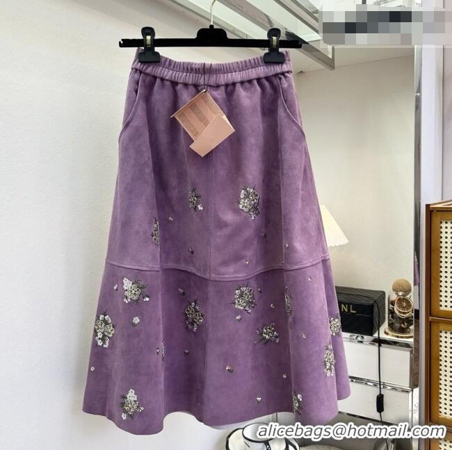 ​Grade Quality Miu Miu Suede Skirt V030312 Purple 2026