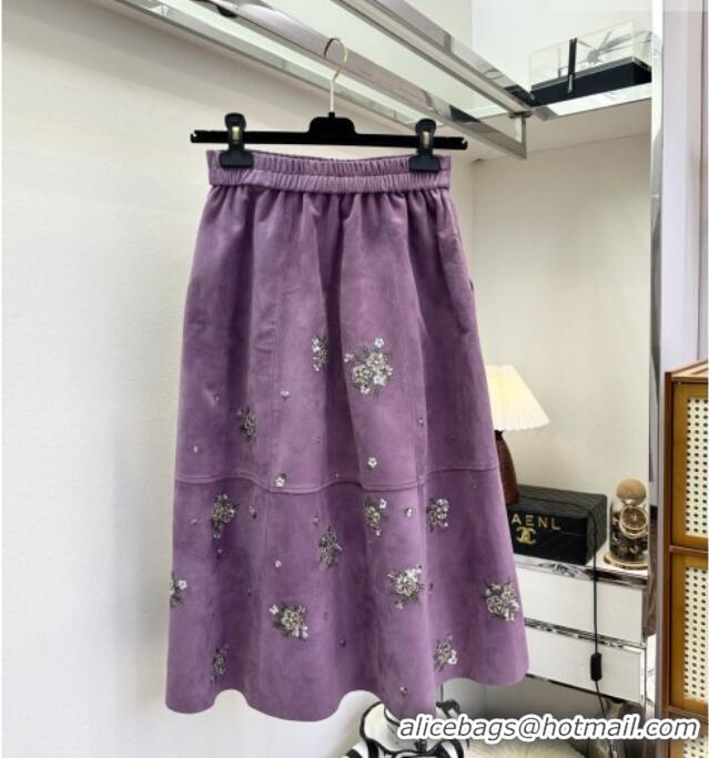 ​Grade Quality Miu Miu Suede Skirt V030312 Purple 2026