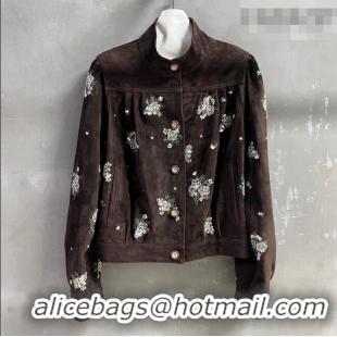Grade Quality Miu Miu Suede Jacket V030313 Dark Brown 2026
