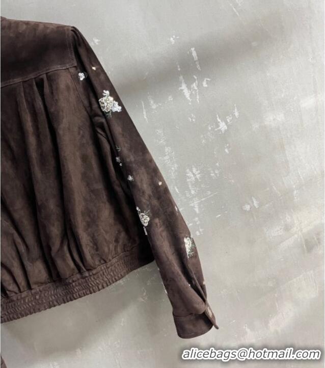 Grade Quality Miu Miu Suede Jacket V030313 Dark Brown 2026
