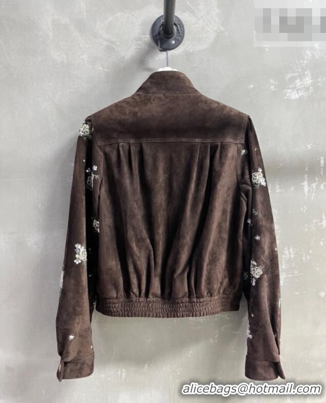 Grade Quality Miu Miu Suede Jacket V030313 Dark Brown 2026