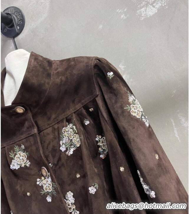 Grade Quality Miu Miu Suede Jacket V030313 Dark Brown 2026