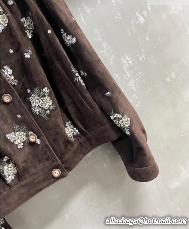 Grade Quality Miu Miu Suede Jacket V030313 Dark Brown 2026