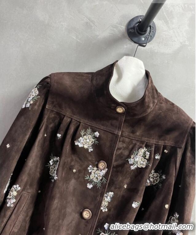 Grade Quality Miu Miu Suede Jacket V030313 Dark Brown 2026