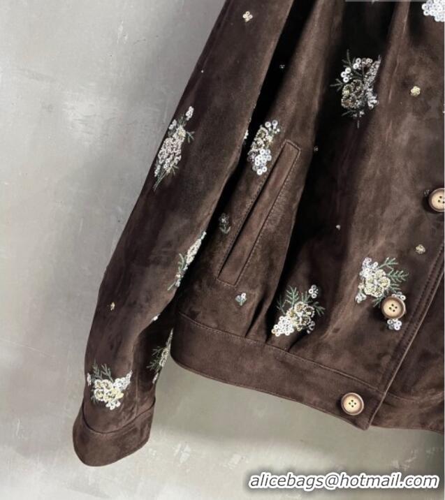 Grade Quality Miu Miu Suede Jacket V030313 Dark Brown 2026