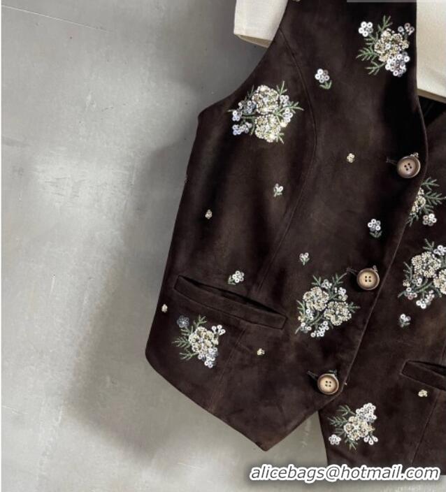 Best Price Miu Miu Suede Vest V030315 Dark Brown 2026