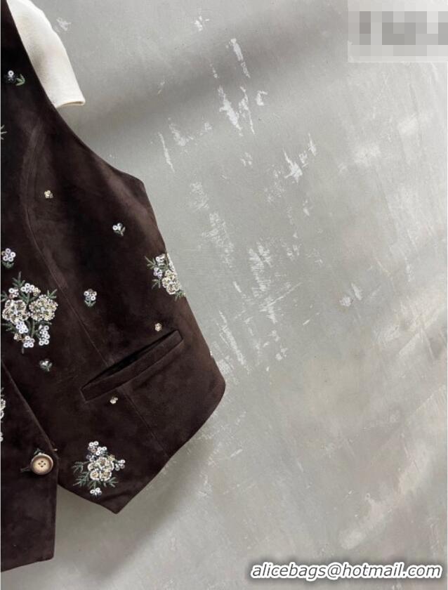 Best Price Miu Miu Suede Vest V030315 Dark Brown 2026