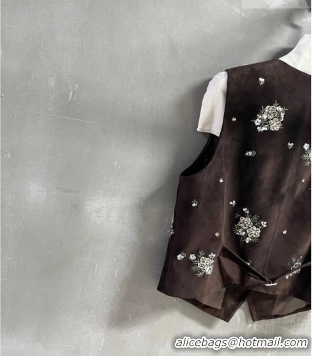 Best Price Miu Miu Suede Vest V030315 Dark Brown 2026