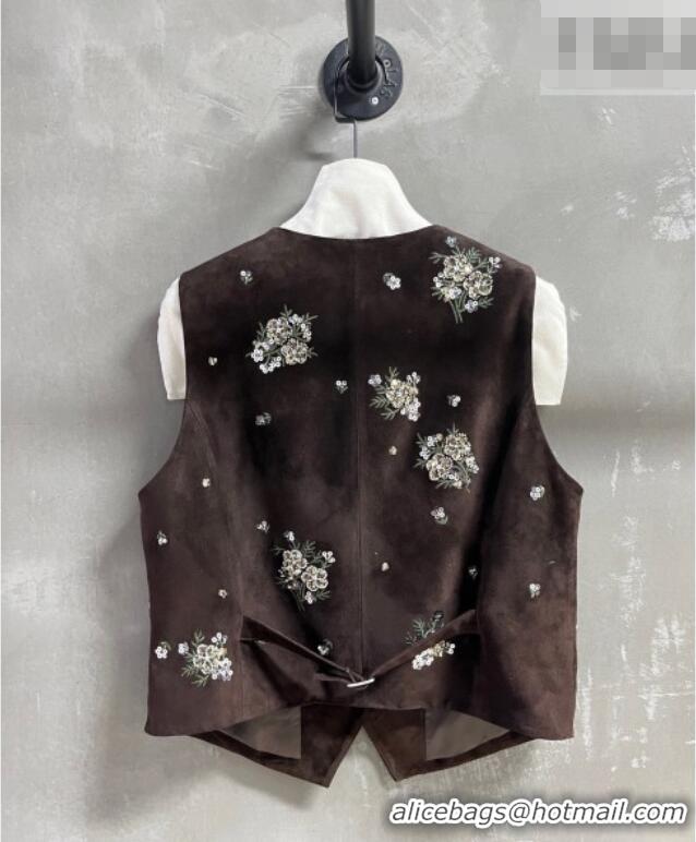 Best Price Miu Miu Suede Vest V030315 Dark Brown 2026