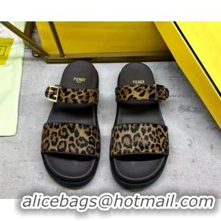 Top Grade Fendi Feel Flat Slides Sandal in Leopard Print FE030201 0302001