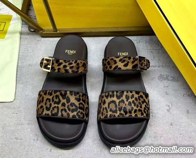 Top Grade Fendi Feel Flat Slides Sandal in Leopard Print FE030201 0302001
