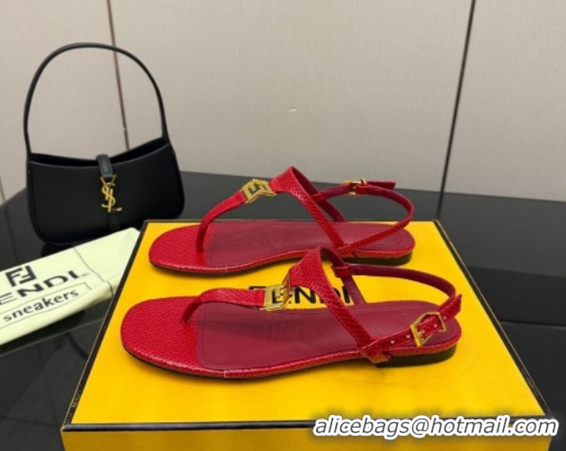 Shop Cheap Fendi Delfina Flat Thong Sandals in Embossed Leather FE030201 Red 2026
