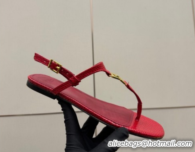 Shop Cheap Fendi Delfina Flat Thong Sandals in Embossed Leather FE030201 Red 2026