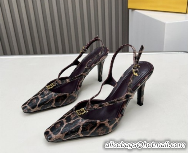 Good Looking Fendi FFold Heel Sandals in Snakeskin Embossed Leather FE030202 Brown 026