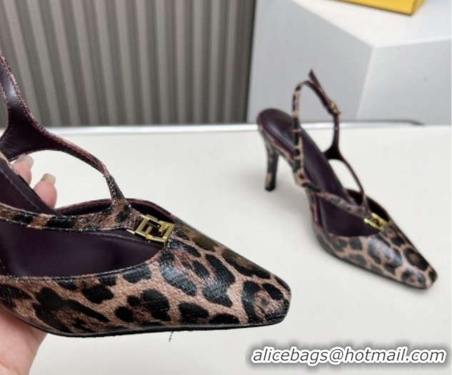 Good Looking Fendi FFold Heel Sandals in Snakeskin Embossed Leather FE030202 Brown 026