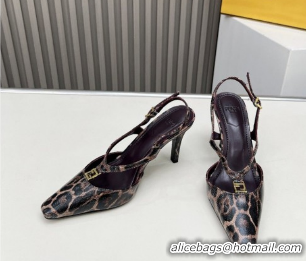 Good Looking Fendi FFold Heel Sandals in Snakeskin Embossed Leather FE030202 Brown 026