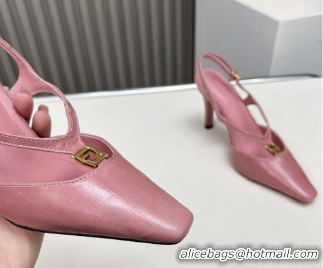 Luxurious Fendi FFold Heel Sandals in Eel Embossed Leather FE030202 Pink 2026